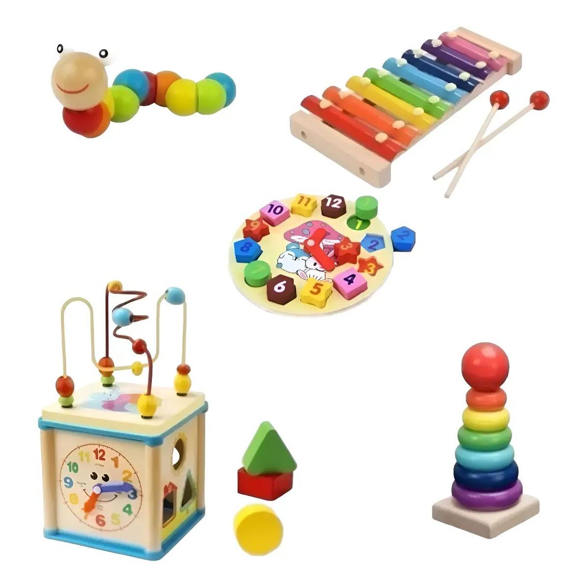 GENERICO - Juego de Cubos de Encaje de Madera para Niños