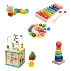 GENERICO - Juego de Cubos de Encaje de Madera para Niños