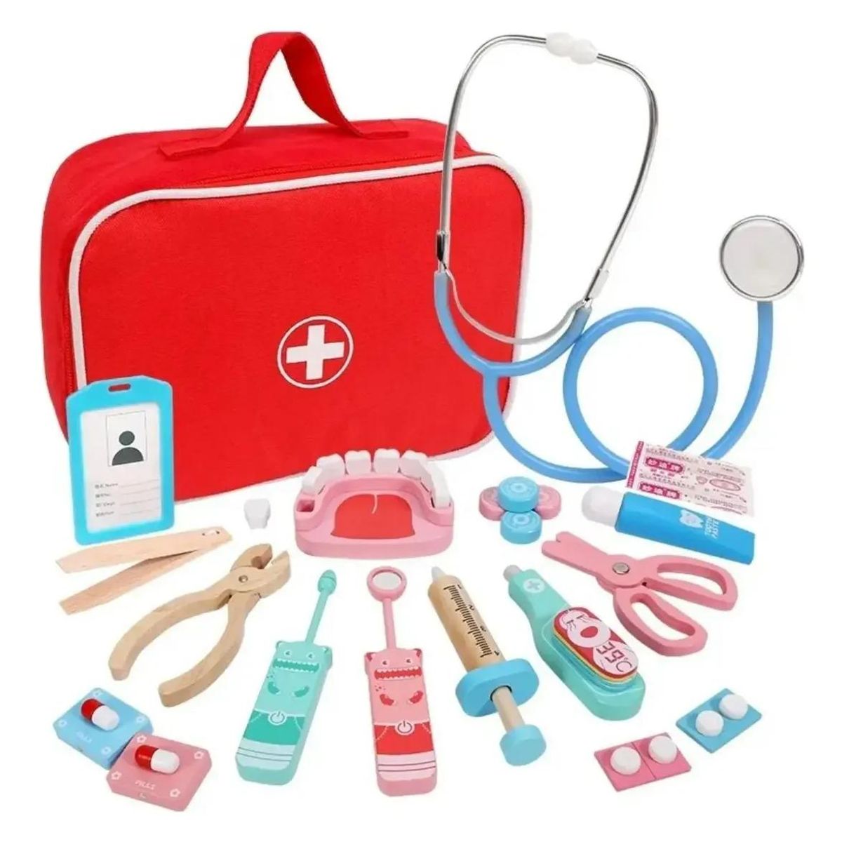 GENERICO - Set de Juego de Roles Doctor y Dentista en Madera para Ni