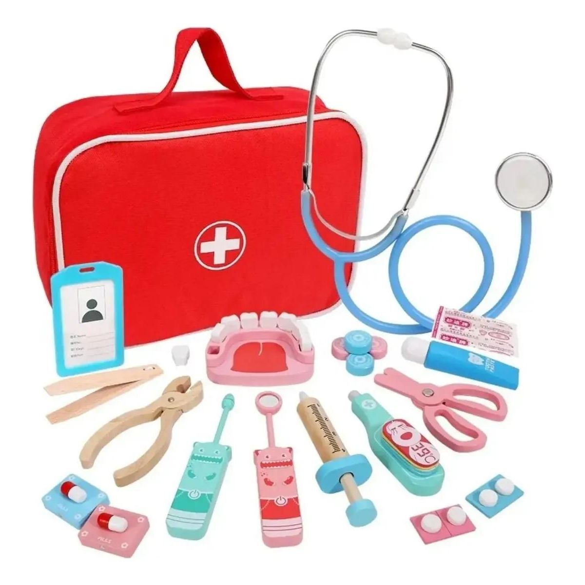 GENERICO - Set de Juego de Roles Doctor y Dentista en Madera para Ni