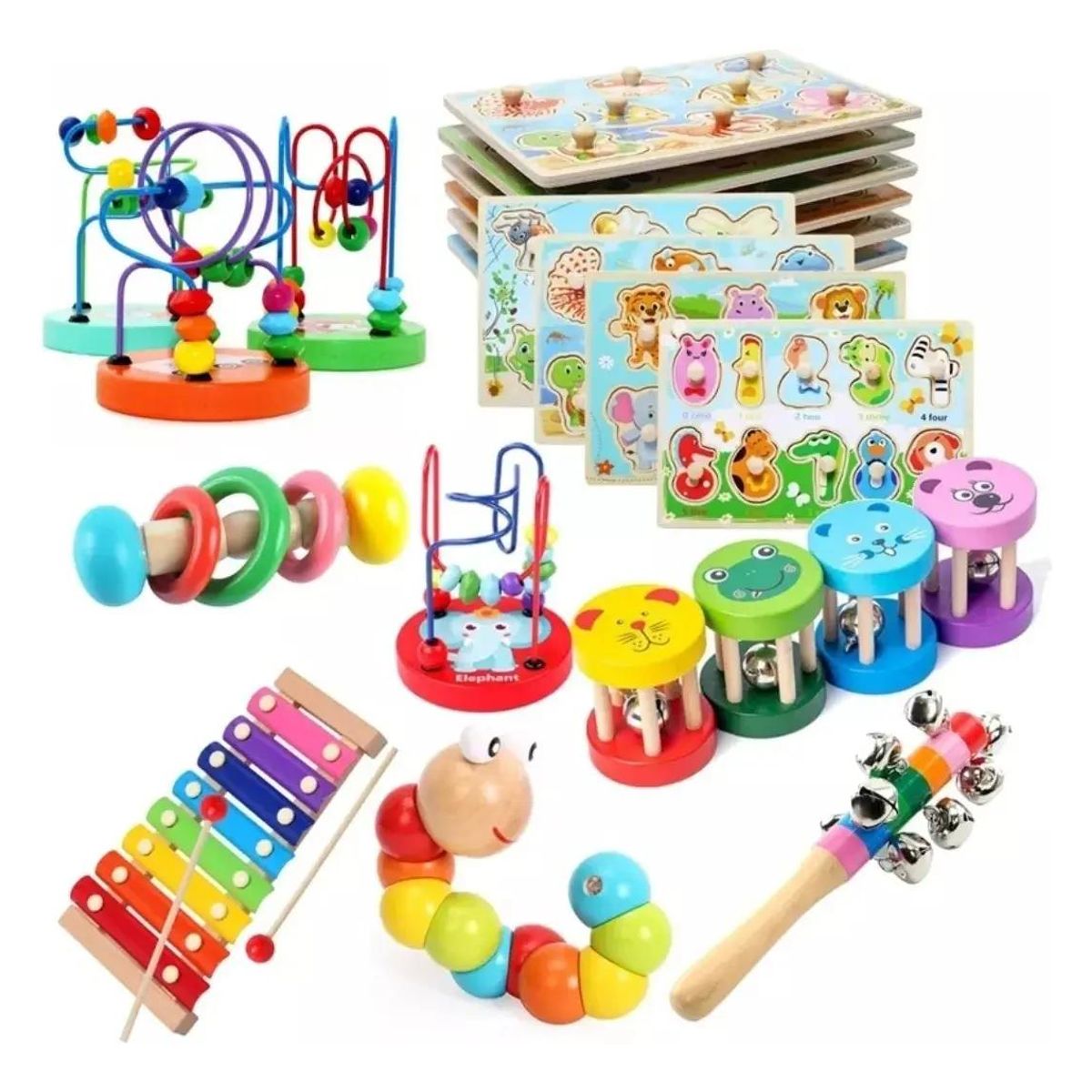 GENERICO - Pack Juguetes de Madera Montessori para Aprendizaje