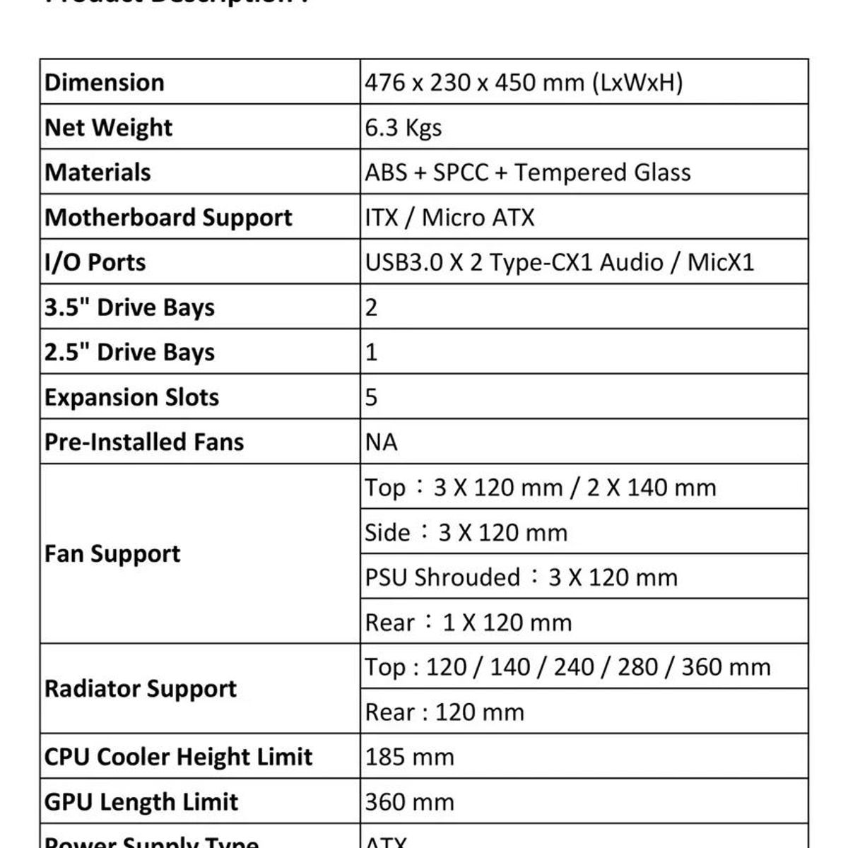 GENERICO - Gabinete Thermalright TL-M10 Negro M-ATX