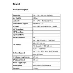 GENERICO - Gabinete Thermalright TL-M10 Negro M-ATX