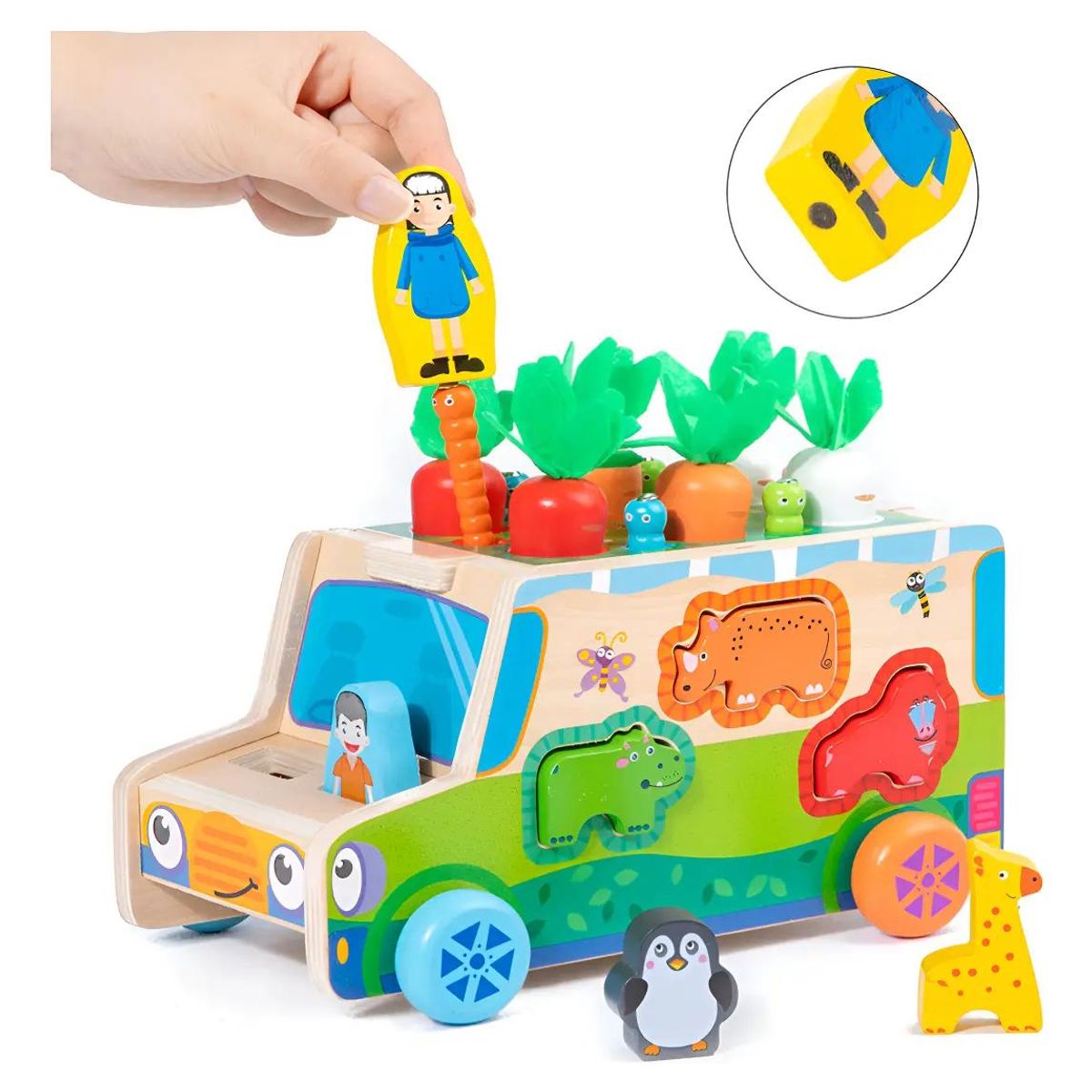 GENERICO - Camioncito Didáctico Montessori 3 en 1 de Madera