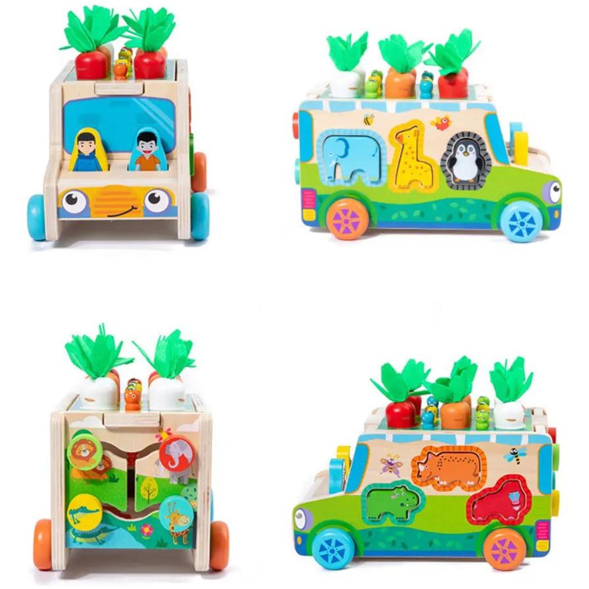 GENERICO - Camioncito Didáctico Montessori 3 en 1 de Madera