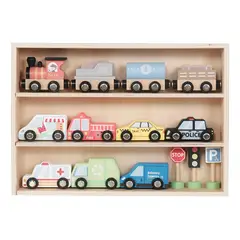 GENERICO - Set de Tren de Madera con Autos y Señales