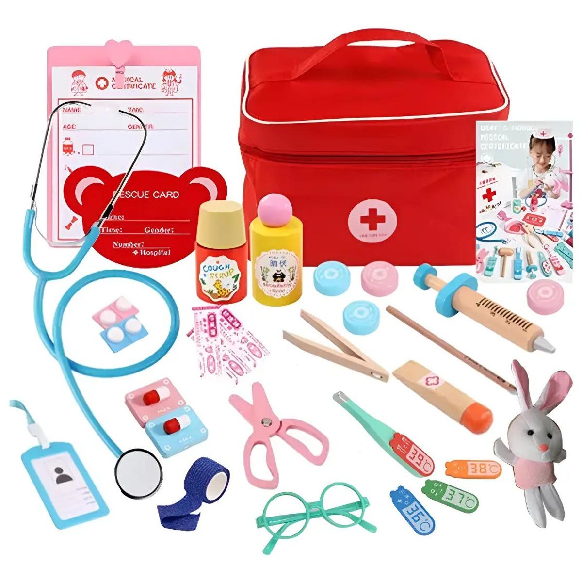 GENERICO - Set de Doctor de Madera para Niños Juego Educativo