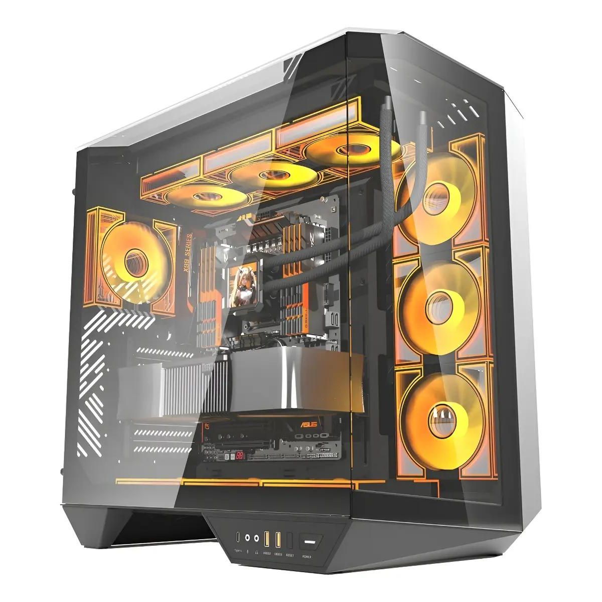 GENERICO - Gabinete ATX Darkflash Dy470 con 4 Fans ARGB y Vista 330