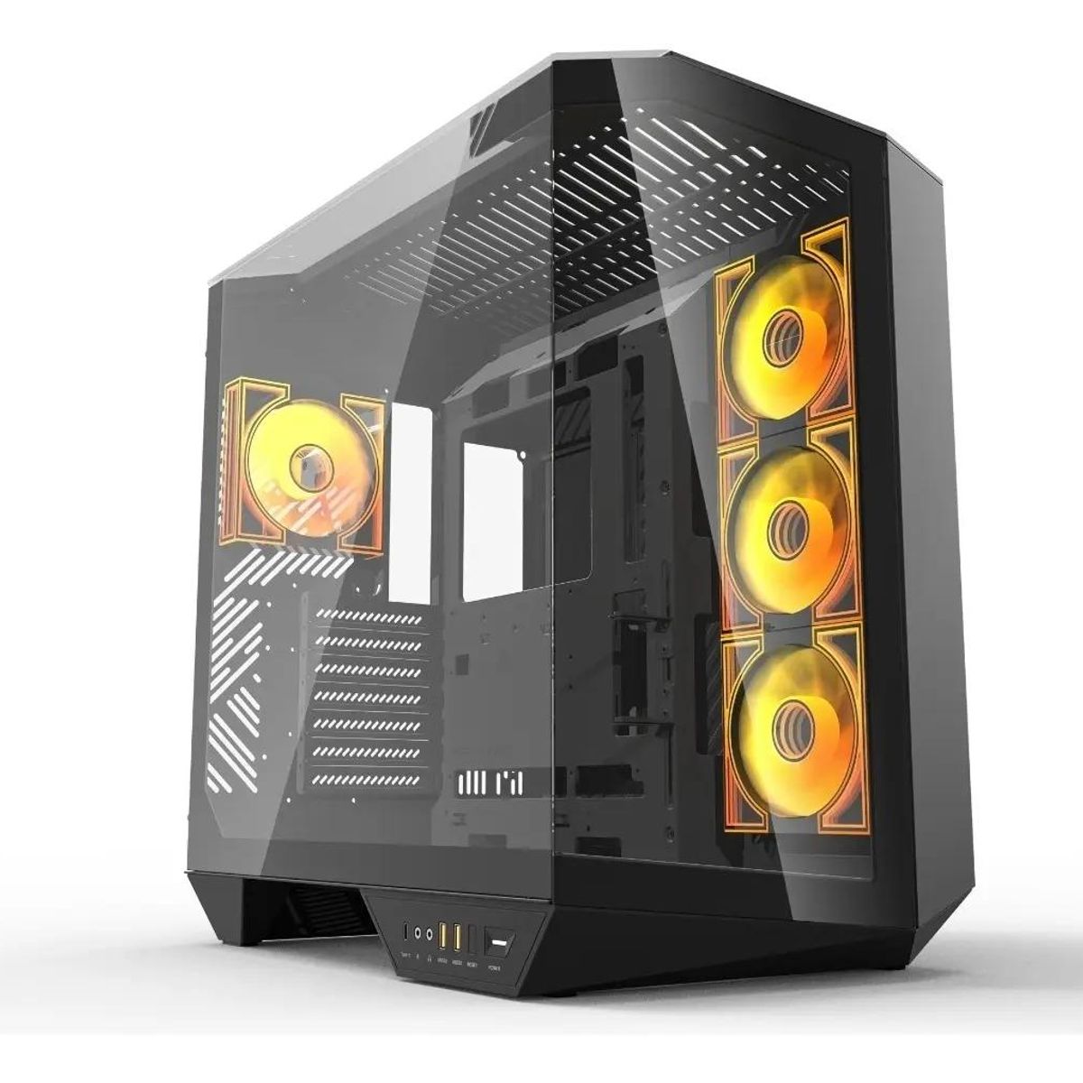 GENERICO - Gabinete ATX Darkflash Dy470 con 4 Fans ARGB y Vista 330