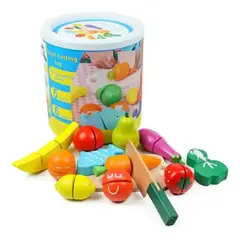 GENERICO - Juego de frutas y verduras de madera para cortar con velc
