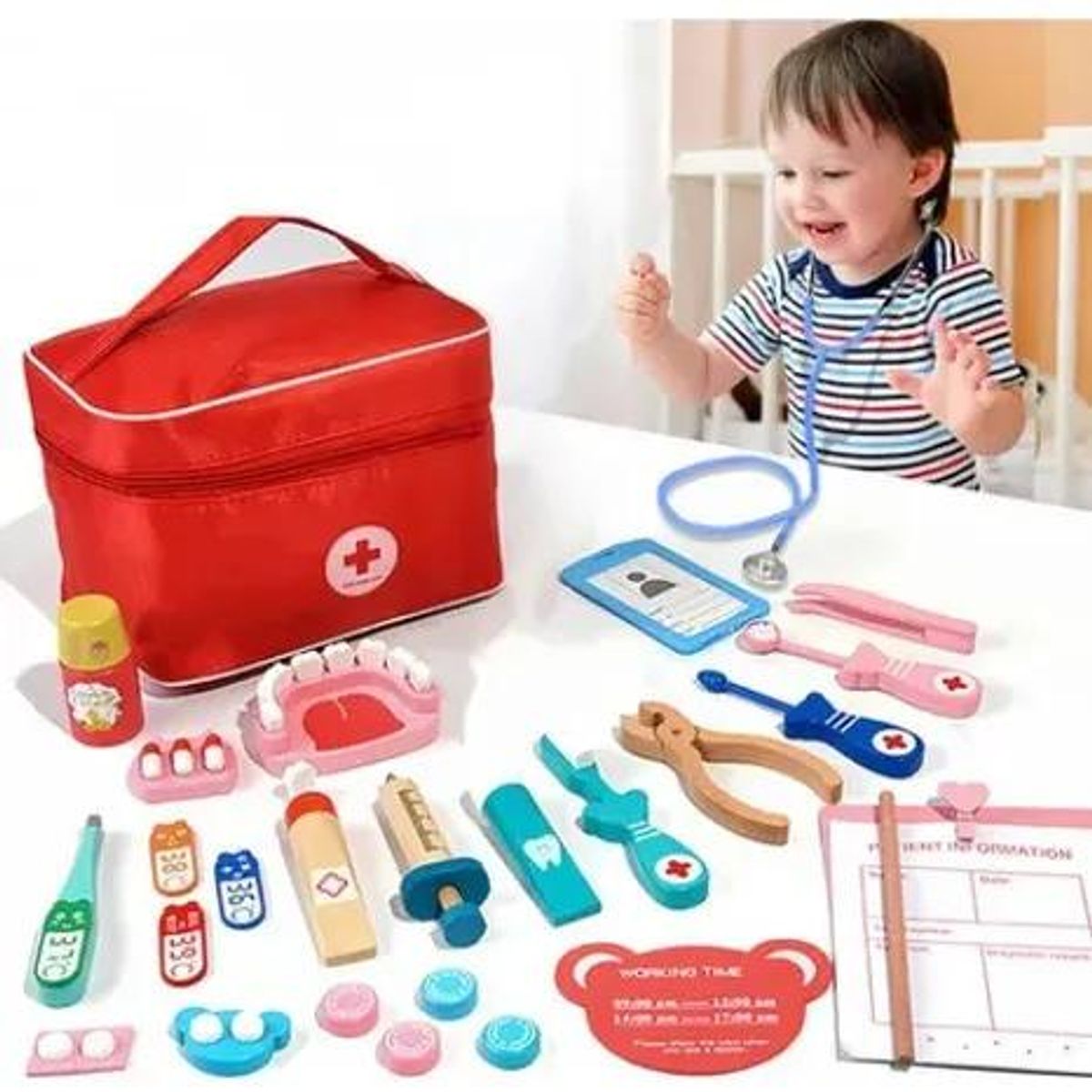 GENERICO - Set de Juego de Roles Doctor y Dentista en Madera para Ni