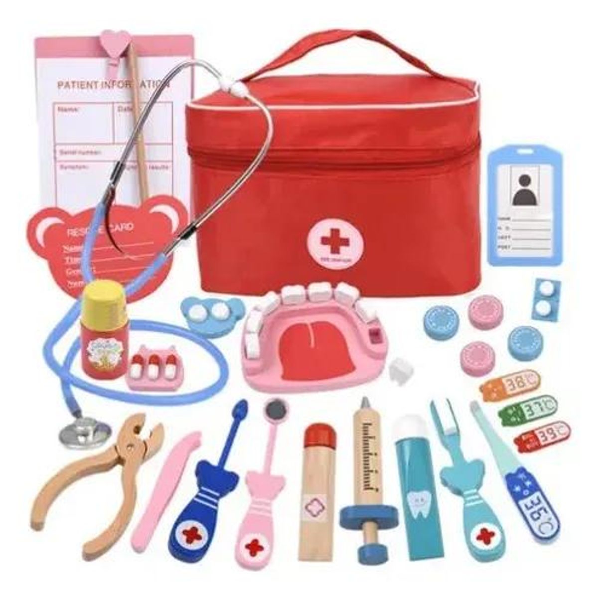 GENERICO - Set de Juego de Roles Doctor y Dentista en Madera para Ni