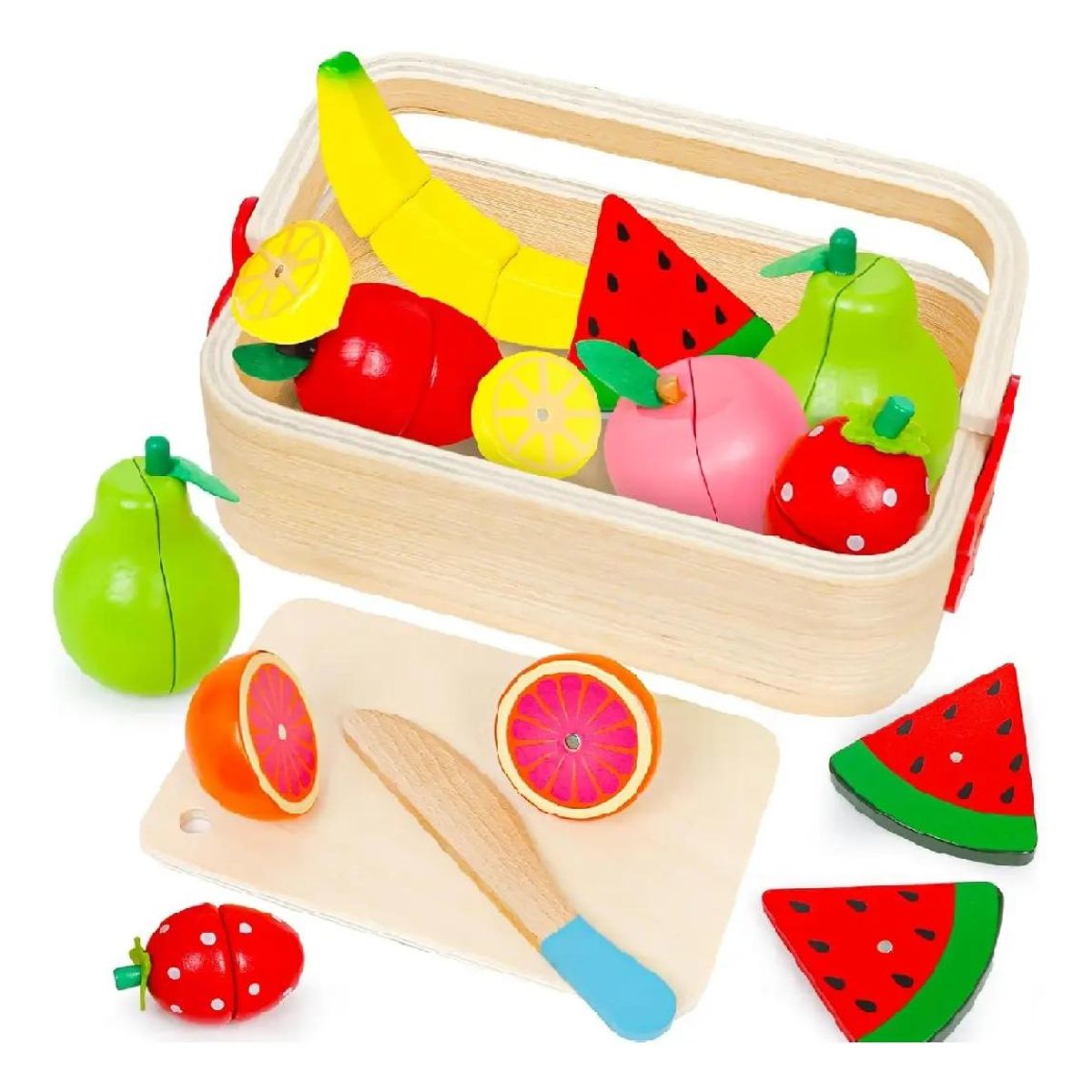 GENERICO - Canasta de frutas de madera didáctica con imán