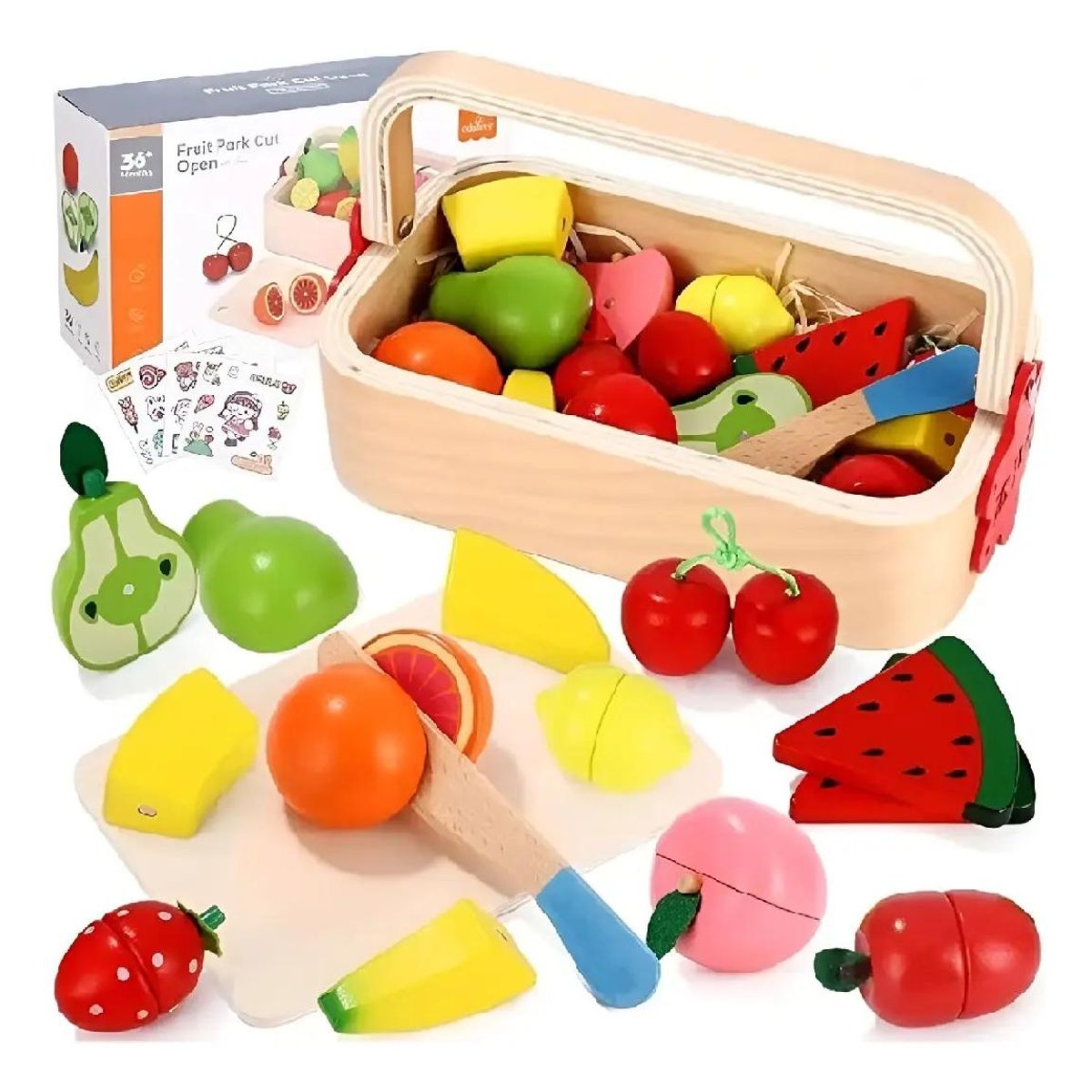 GENERICO - Canasta de frutas de madera didáctica con imán