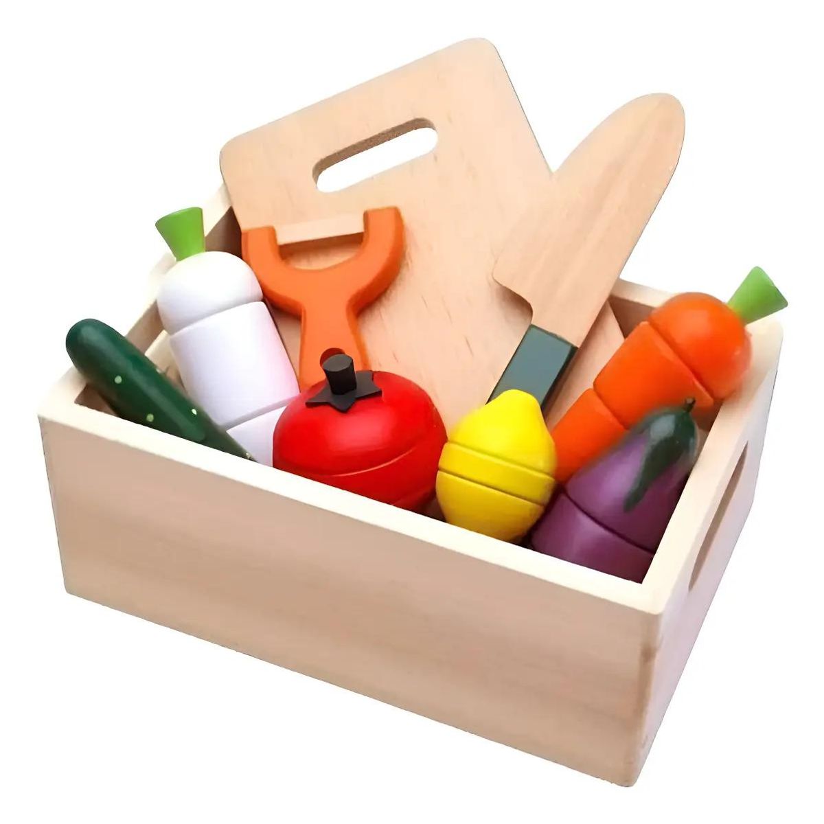 GENERICO - Juego Didáctico de Madera para Cortar Vegetales y Frutas