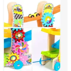GENERICO - Rampa de Madera Didáctica con 4 Autos para Niños