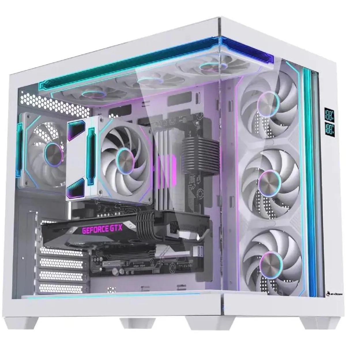 GENERICO - Gabinete ATX Blanco con 7 Ventiladores ARGB