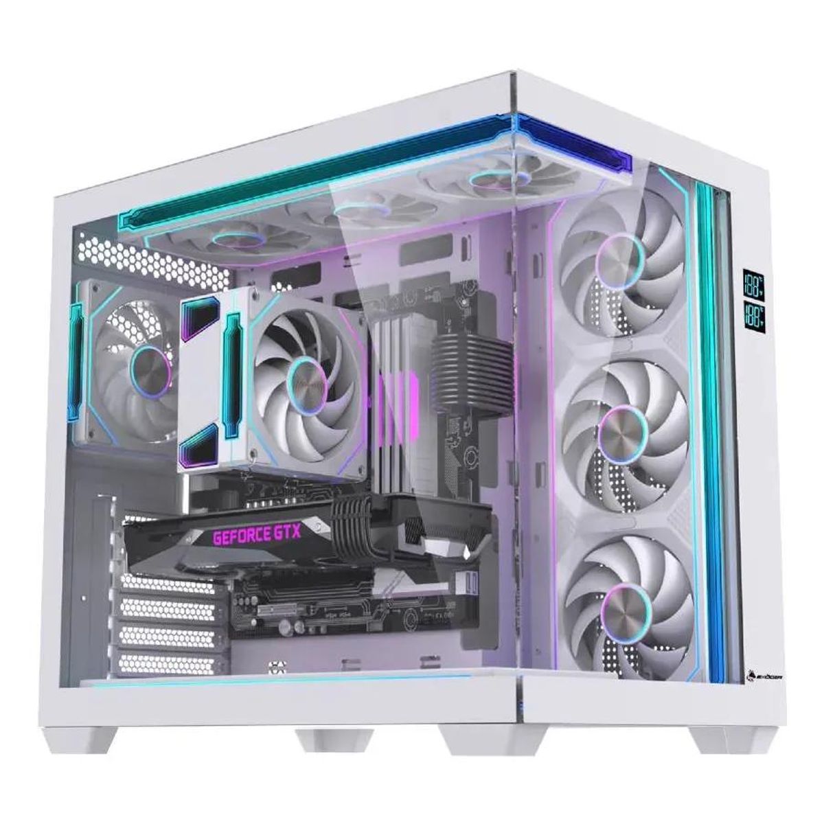 GENERICO - Gabinete ATX Blanco con 7 Ventiladores ARGB