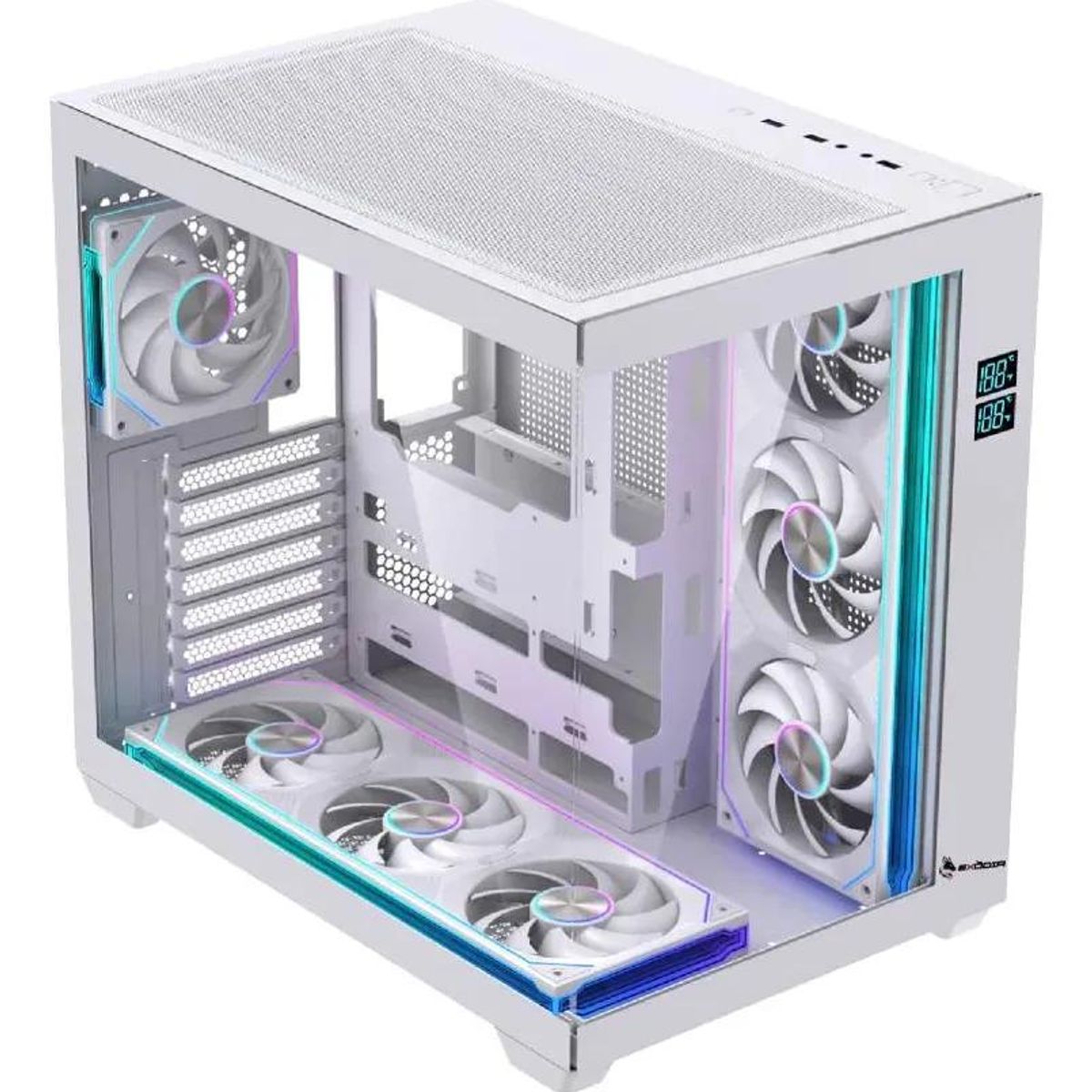 GENERICO - Gabinete ATX Blanco con 7 Ventiladores ARGB