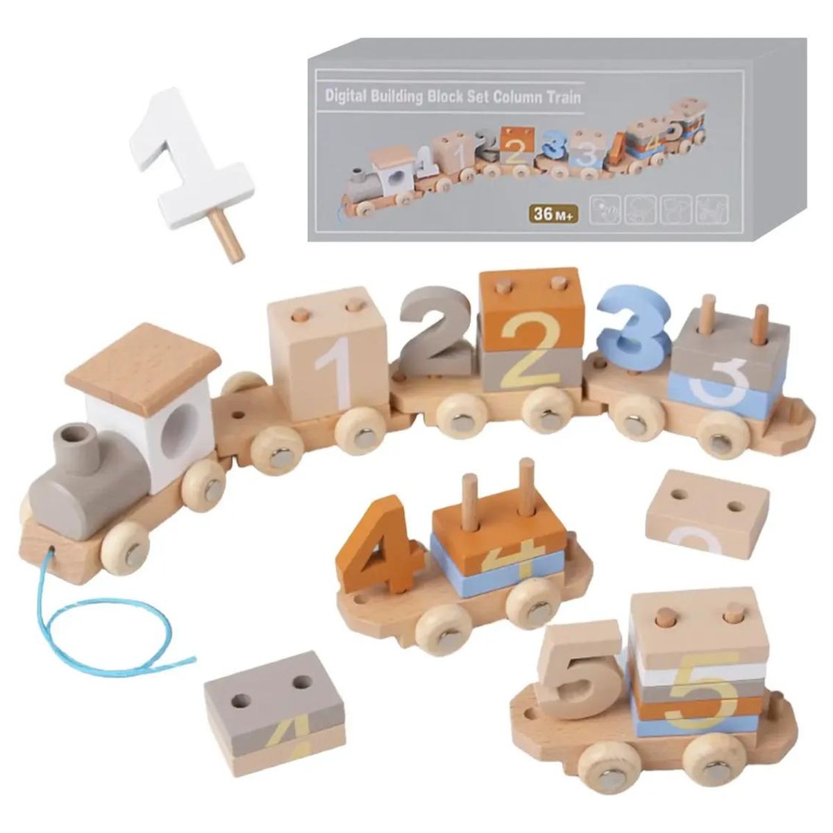 GENERICO - Tren Sensorial Didáctico de Madera para Niños