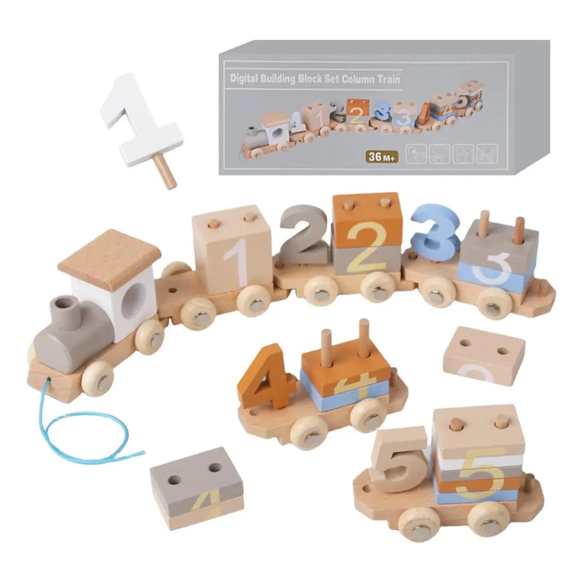 GENERICO - Tren Sensorial Didáctico de Madera para Niños