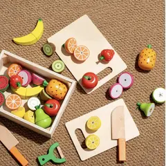 GENERICO - Set de Corta Frutas y Verduras de Madera con Imán 25 Piez