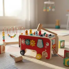 GENERICO - Juguete didáctico de madera para bebés pega topo