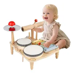 GENERICO - Piano batería infantil de madera 7 en 1 educativo