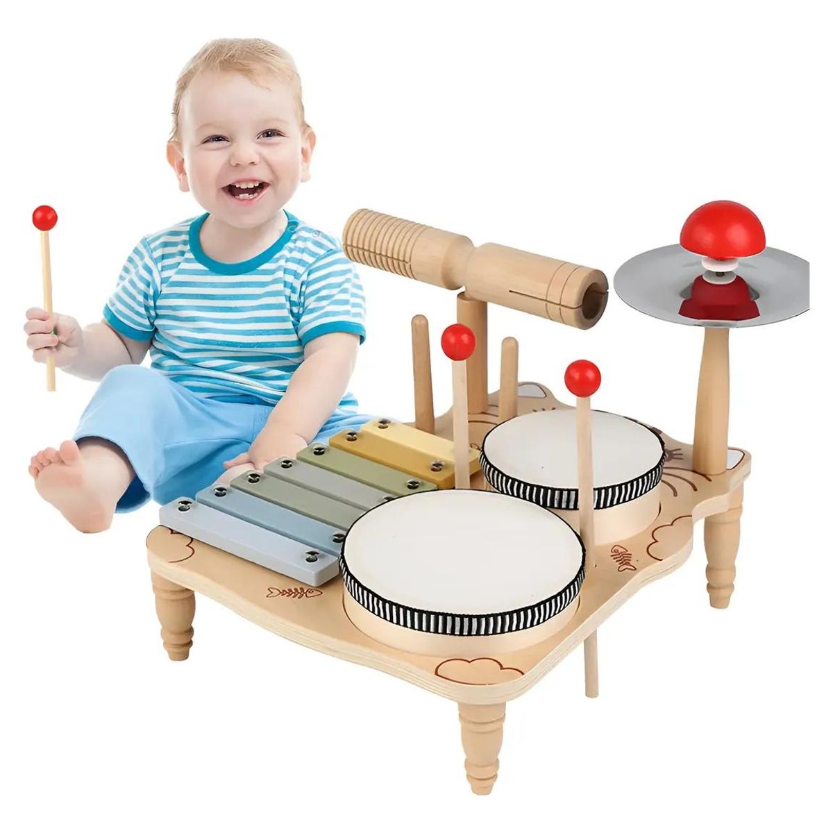 GENERICO - Juguete Didáctico Musical Montessori 7 en 1 de Madera