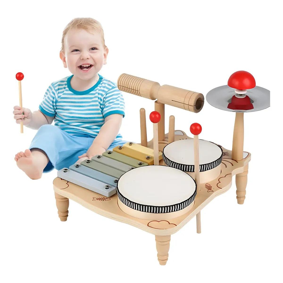 GENERICO - Juguete Didáctico Musical Montessori 7 en 1 de Madera