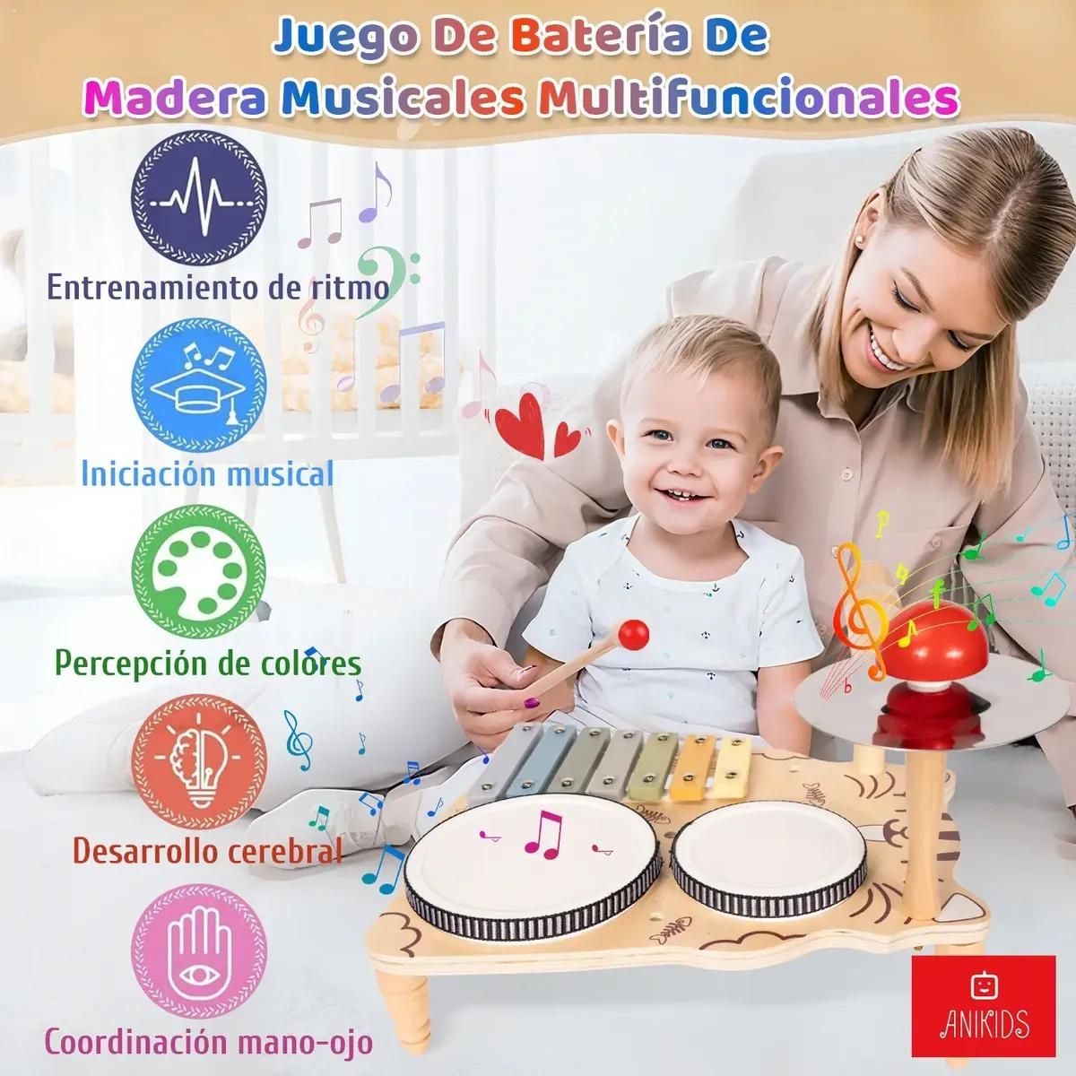 GENERICO - Juguete Didáctico Musical Montessori 7 en 1 de Madera