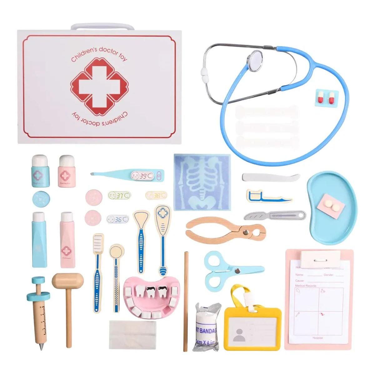 GENERICO - Set Médico Infantil de Madera con Maletín Educativo