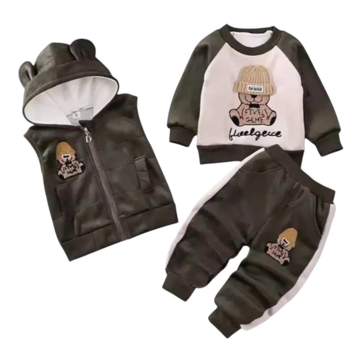 TOPBABY - Conjunto De Poliéster Tres Piezas Para Bebés Color Verde
