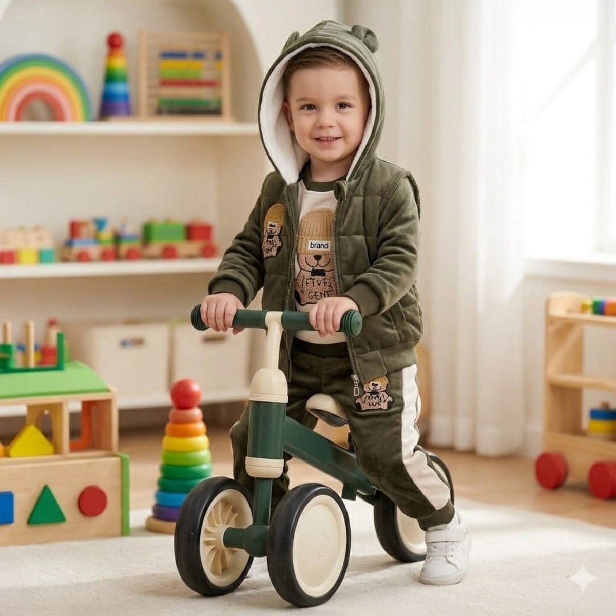 TOPBABY - Conjunto De Poliéster Tres Piezas Para Bebés Color Verde
