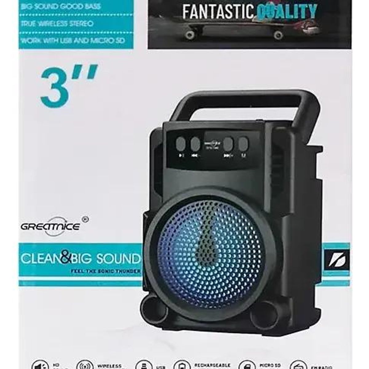 GENERICO - Mini parlante portátil Bluetooth 3 pulgadas