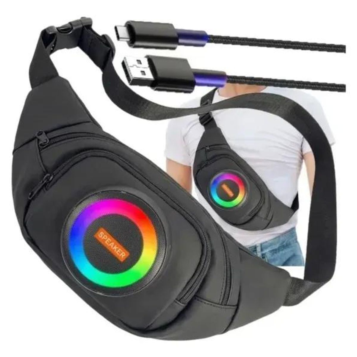 GENERICO - Parlante Bluetooth Portátil Recargable con Luz RGB