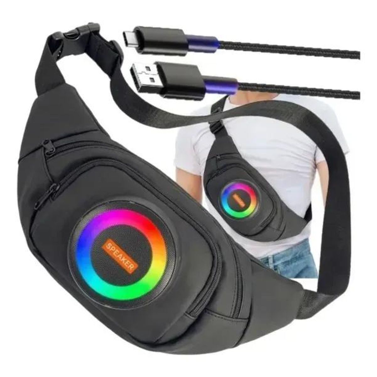 GENERICO - Parlante Bluetooth Portátil Recargable con Luz RGB