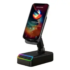 GENERICO - Parlante con Soporte Inducción Bass y Luz RGB Negro