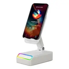 GENERICO - Parlante con Soporte Inducción Bass y Luz RGB Blanco