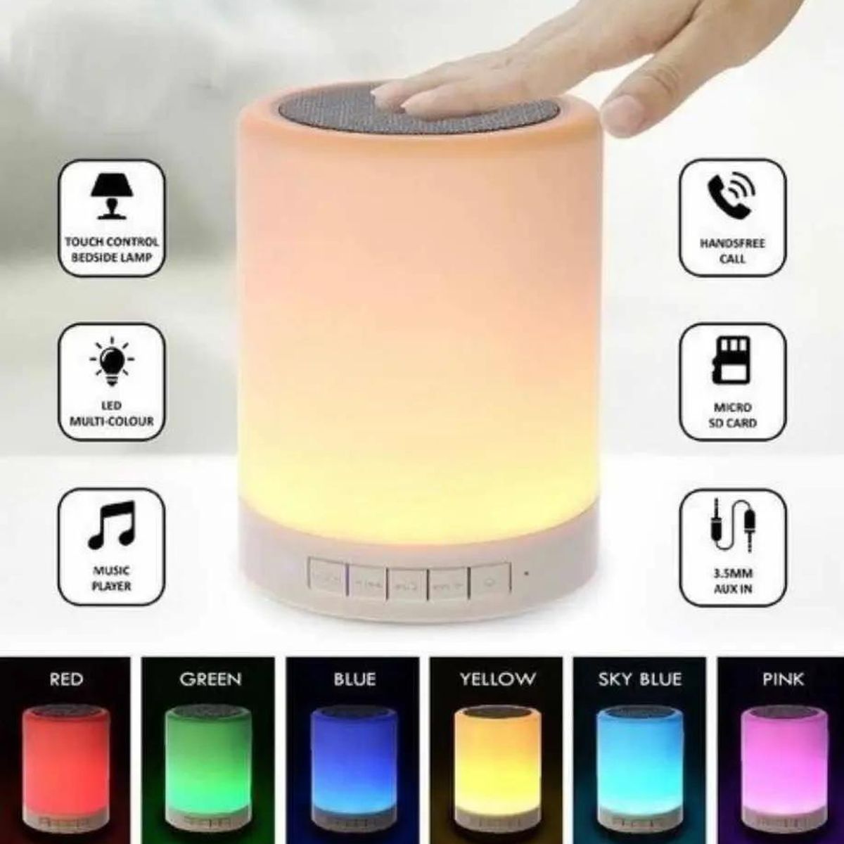 GENERICO - Parlante Bluetooth Recargable con Luz y Control Táctil