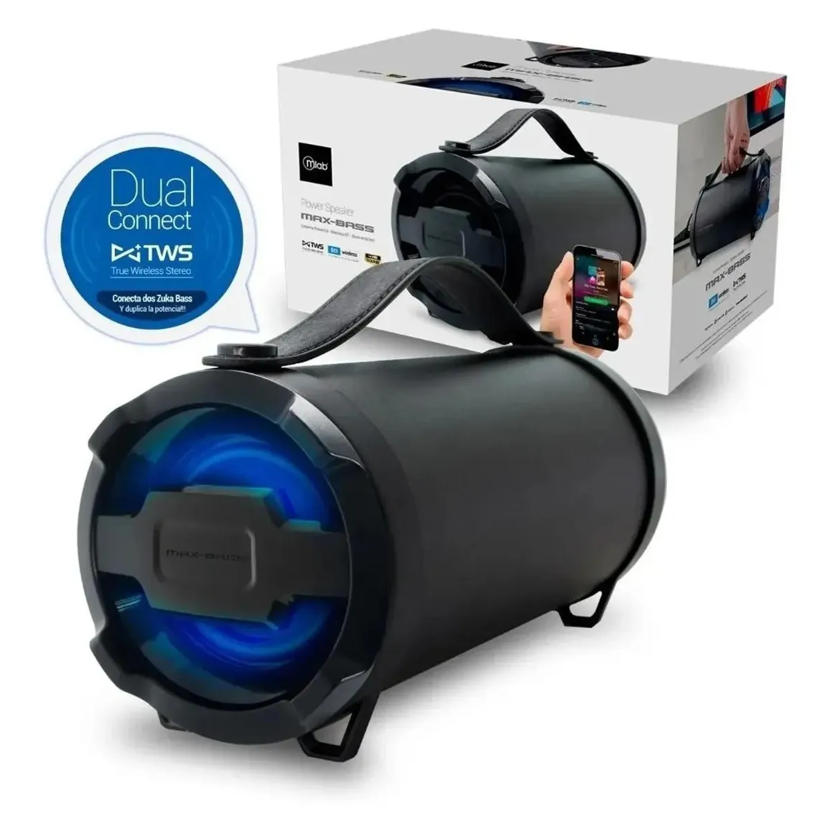 GENERICO - Parlante Bluetooth con Max-Bass, FM, Aux y USB