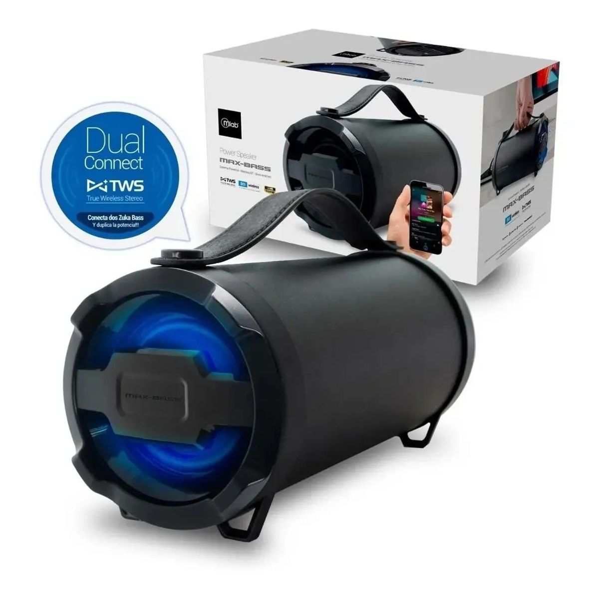 GENERICO - Parlante Bluetooth con Max-Bass, FM, Aux y USB