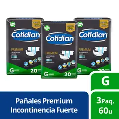 COTIDIAN - 3 Paquetes Pañales De Adulto Premium 60 Un Talla G