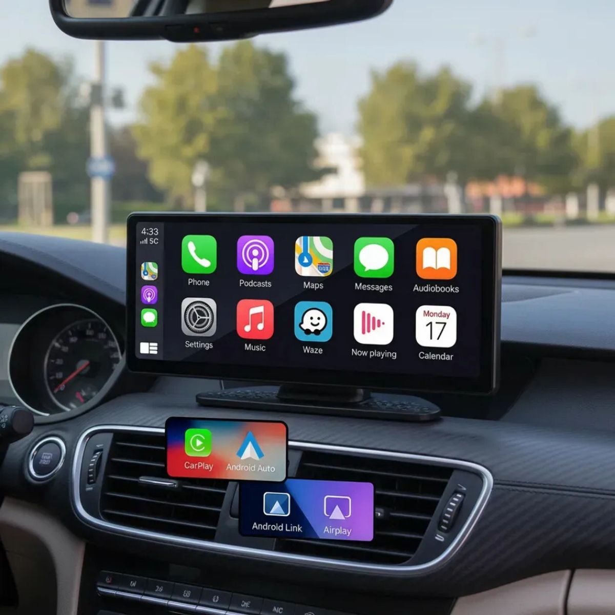 SHOP EHOME BAG - PANTALLA PORTÁTIL 10 CarPlay INALÁMBRICO CON CONTROL POR VOZ Y BLUETOOTH