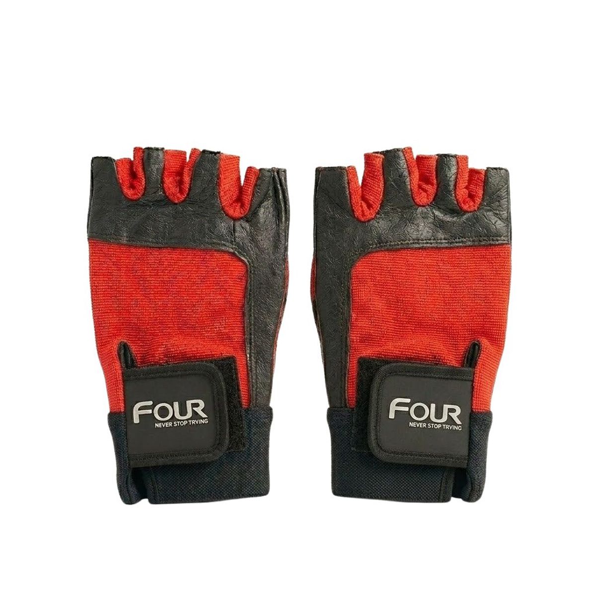 FOUR - Guantes Para Pesas Gym Four Con Muñequera Ajustable Rojo