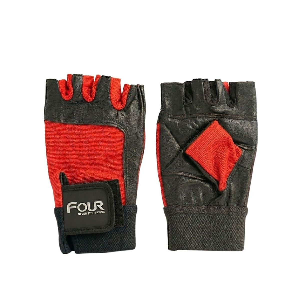 FOUR - Guantes Para Pesas Gym Four Con Muñequera Ajustable Rojo