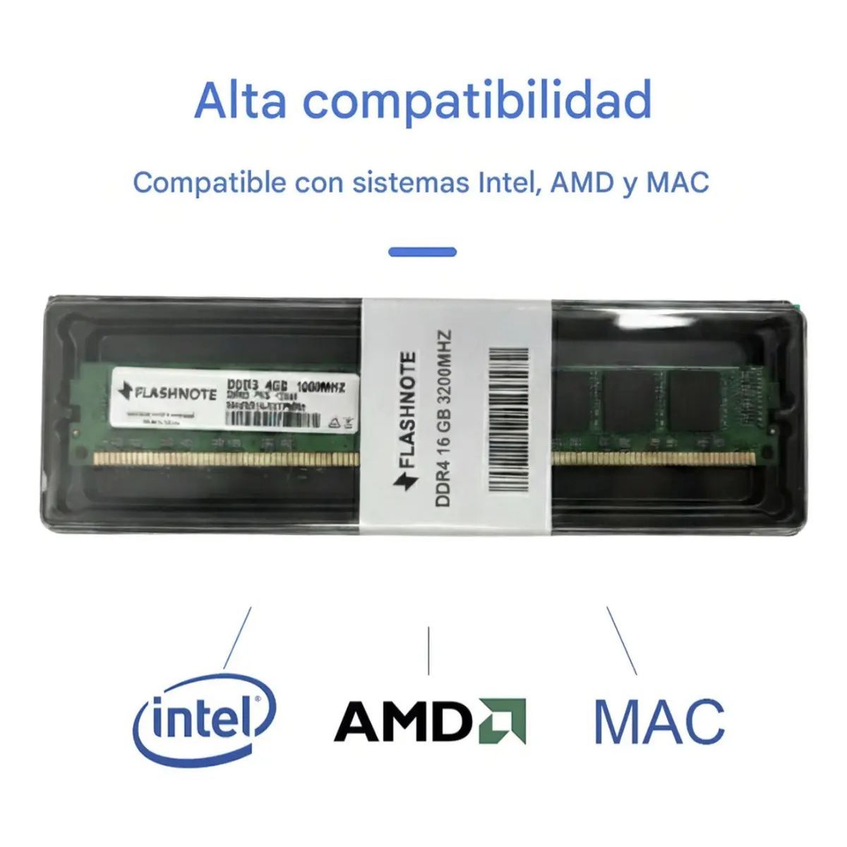FLASHNOTE - Memoria Ram Flashnote Ddr4 16gb 3200mhz Dimm Gaming Intel Amd