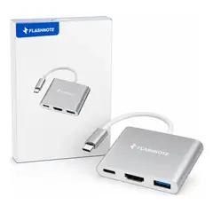 FLASHNOTE - Hub Adaptador Usb Tipo C Usb-c 3 En 1 Multipuerto Hdmi 4k 30hz Usb 3.0 Pd 100w Carga Rapid