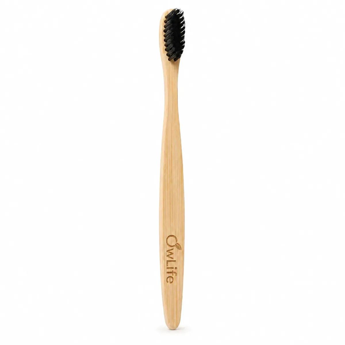 FLASHNOTE - Cepillo Dientes Bambu Owlife Cerdas Suave Biodegradable Libre Bpa Ecologico Negro