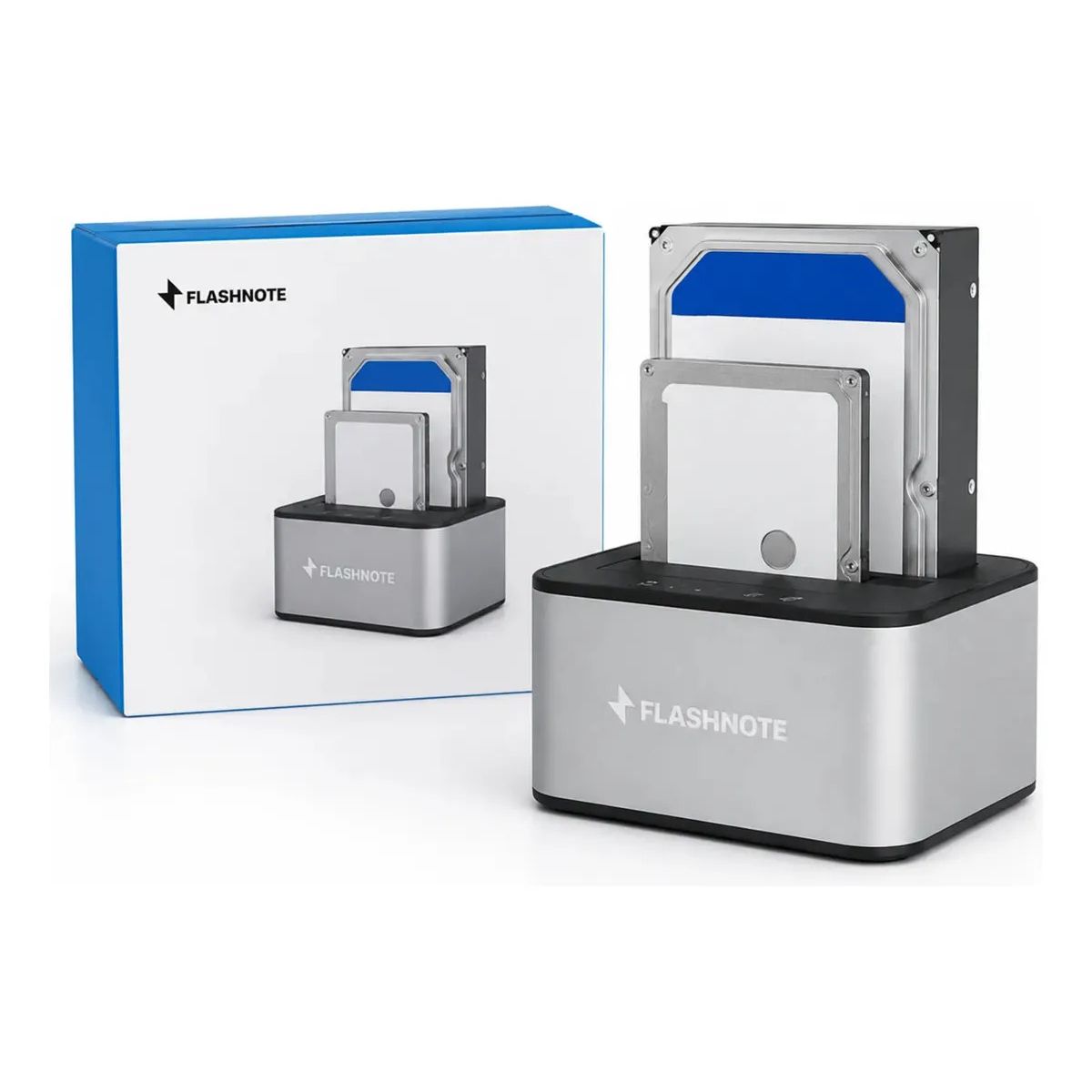 FLASHNOTE - Docking Station Flashnote Dock Base Disco Duro 2.5 3.5 Pulgadas Sata Usb 3.0 Dual Doble Bahia Slots